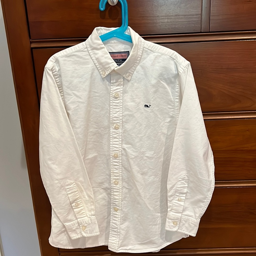 EUC Vineyard Vines Boys' Stretch Cotton Oxford Solid Shirt (8-10)
